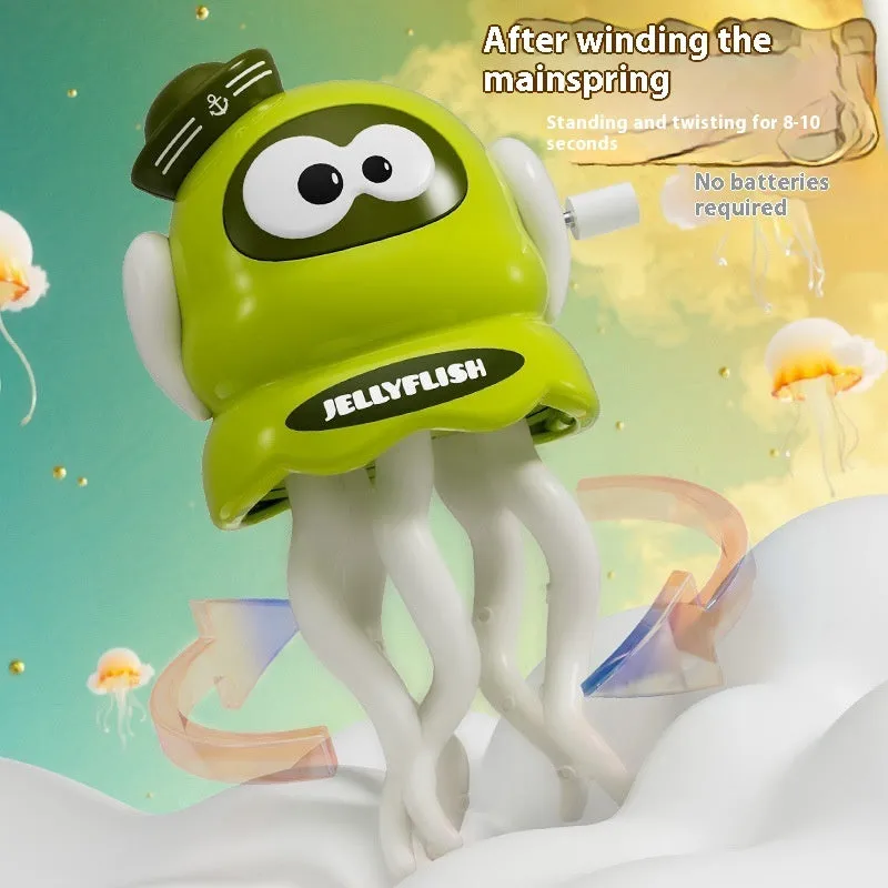 Magic Clockwork Dancing Octopus wind-up toy in green, plastic, 6.8x6.3x11.2cm, on a white surface