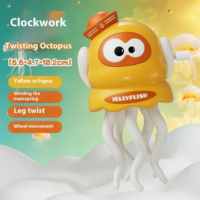Magic Clockwork Dancing Octopus wind-up toy in green, plastic, 6.8x6.3x11.2cm, on a white surface
