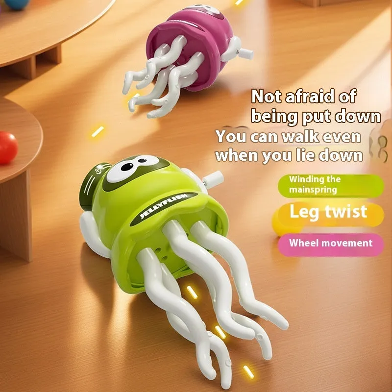 Magic Clockwork Dancing Octopus wind-up toy in green, plastic, 6.8x6.3x11.2cm, on a white surface