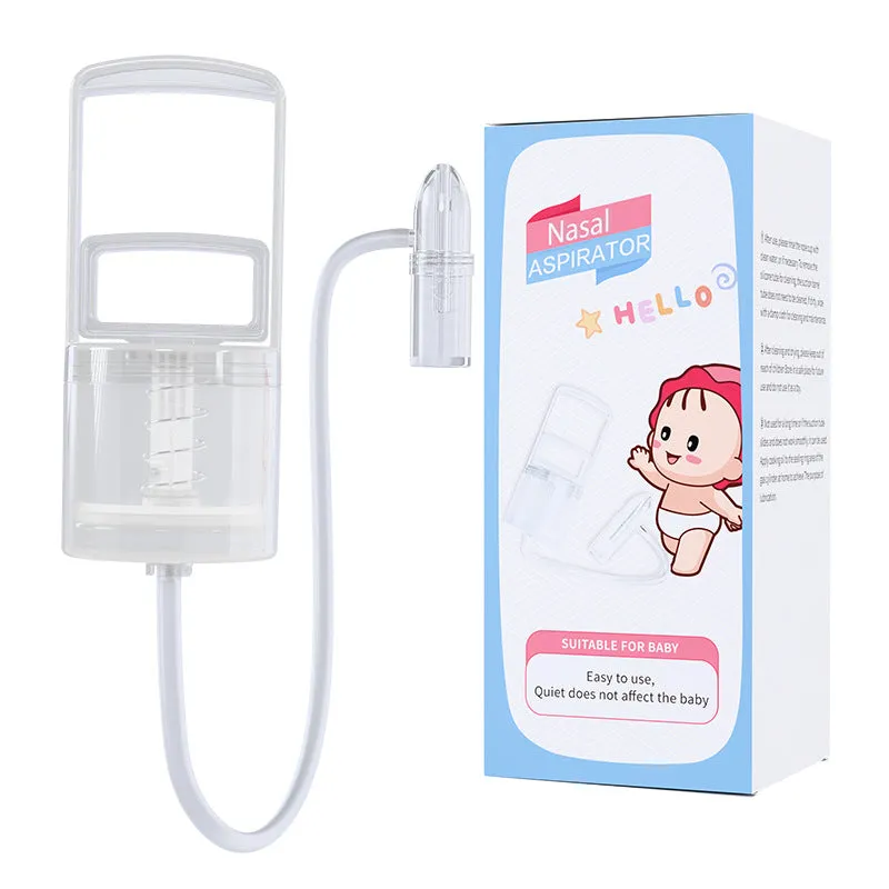 Hand-held baby nasal cavity cleaner in peacock blue with soft silicone tip and anti-backflow design