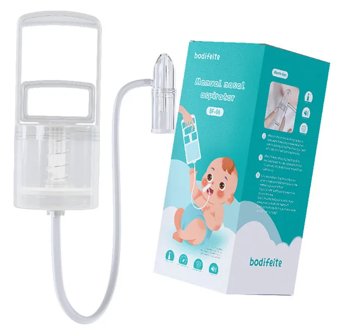 Hand-held baby nasal cavity cleaner in peacock blue with soft silicone tip and anti-backflow design
