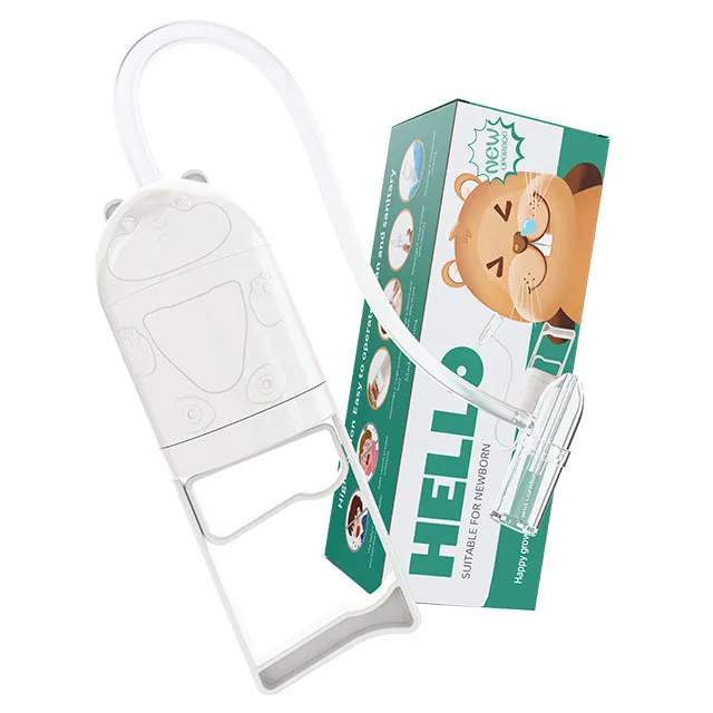Hand-held baby nasal cavity cleaner in peacock blue with soft silicone tip and anti-backflow design