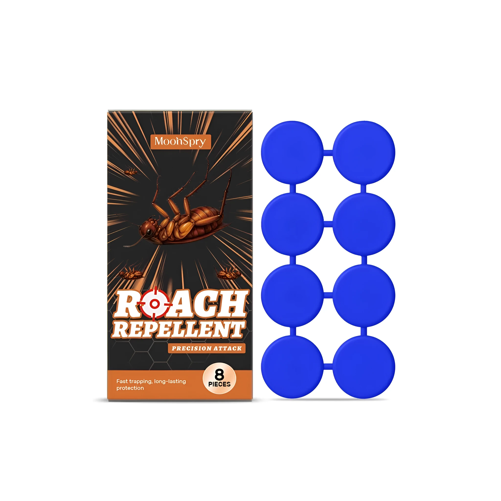 Cockroach bait paste kit with 8 gel stations and adhesive strips for indoor pest control