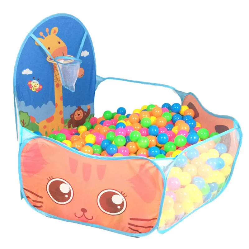 Children's cloth folding cartoon ocean ball pool tent in blue, pink, and yellow options for indoor outdoor play