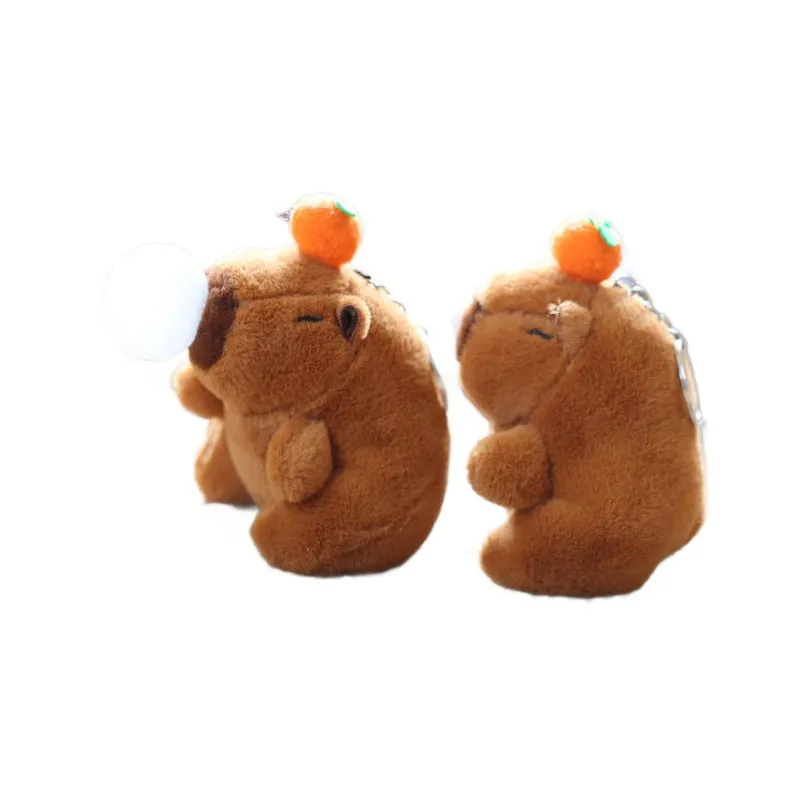 Cute Capribala stuffed toy pendant 12cm super soft short plush spit bubble colour keychain decoration