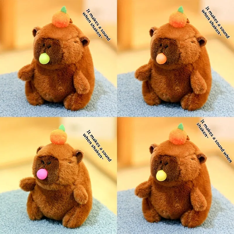 Cute Capribala stuffed toy pendant 12cm super soft short plush spit bubble colour keychain decoration