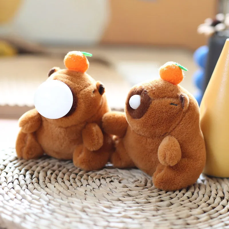 Cute Capribala stuffed toy pendant 12cm super soft short plush spit bubble colour keychain decoration
