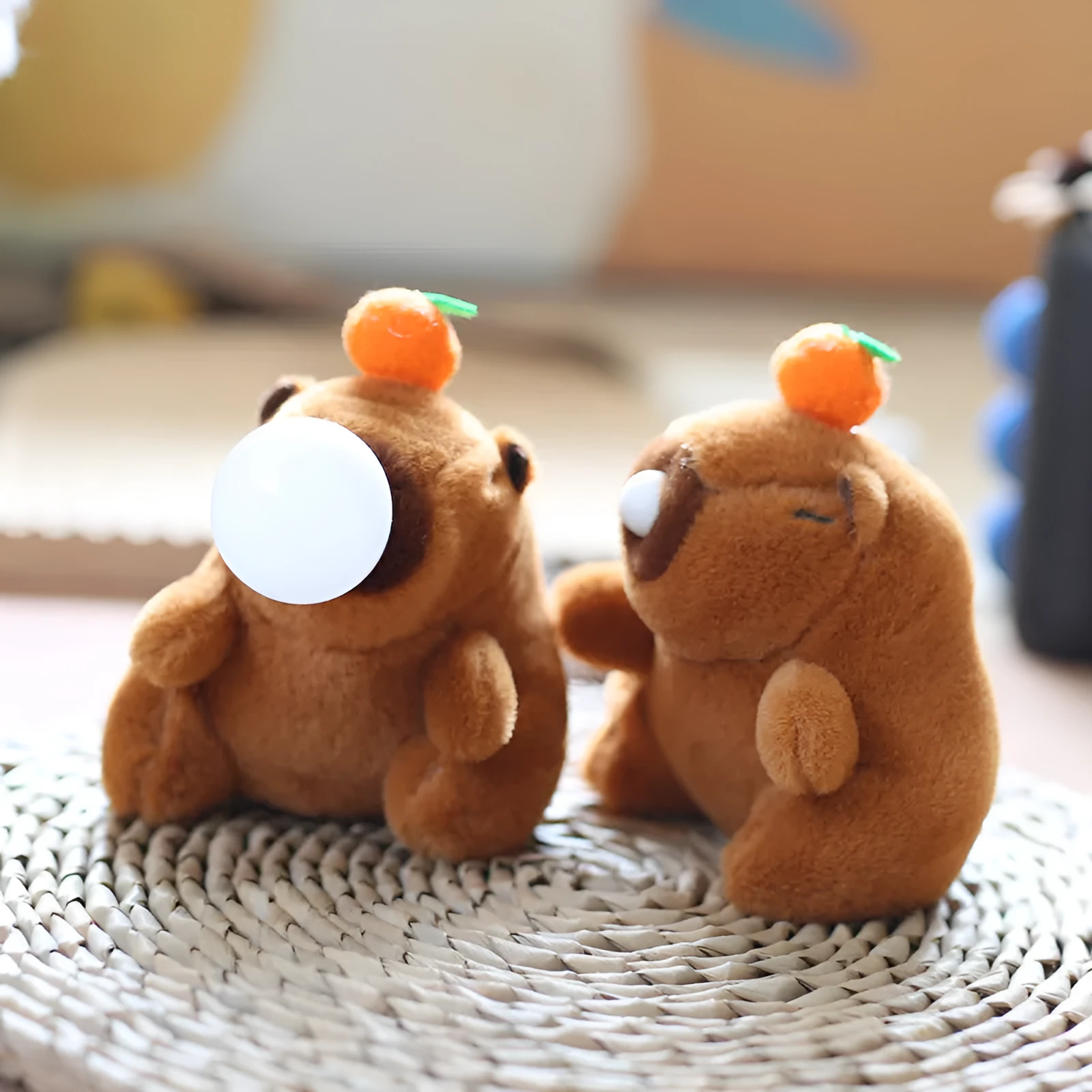 Cute Capribala stuffed toy pendant 12cm super soft short plush spit bubble colour keychain decoration