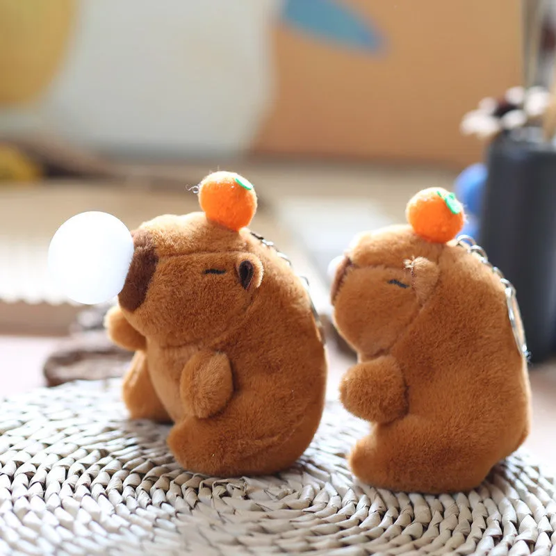 Cute Capribala stuffed toy pendant 12cm super soft short plush spit bubble colour keychain decoration