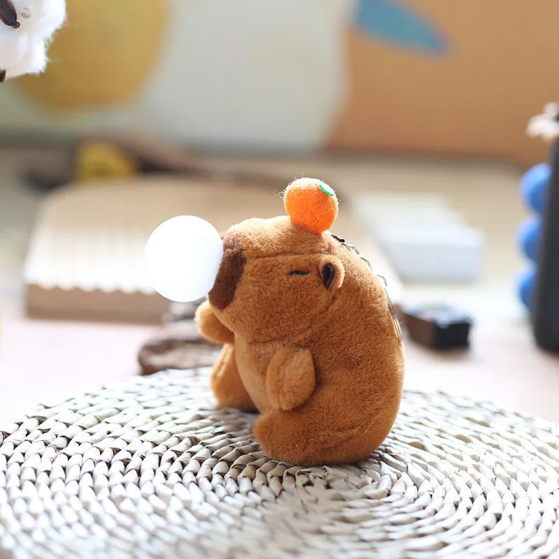 Cute Capribala stuffed toy pendant 12cm super soft short plush spit bubble colour keychain decoration