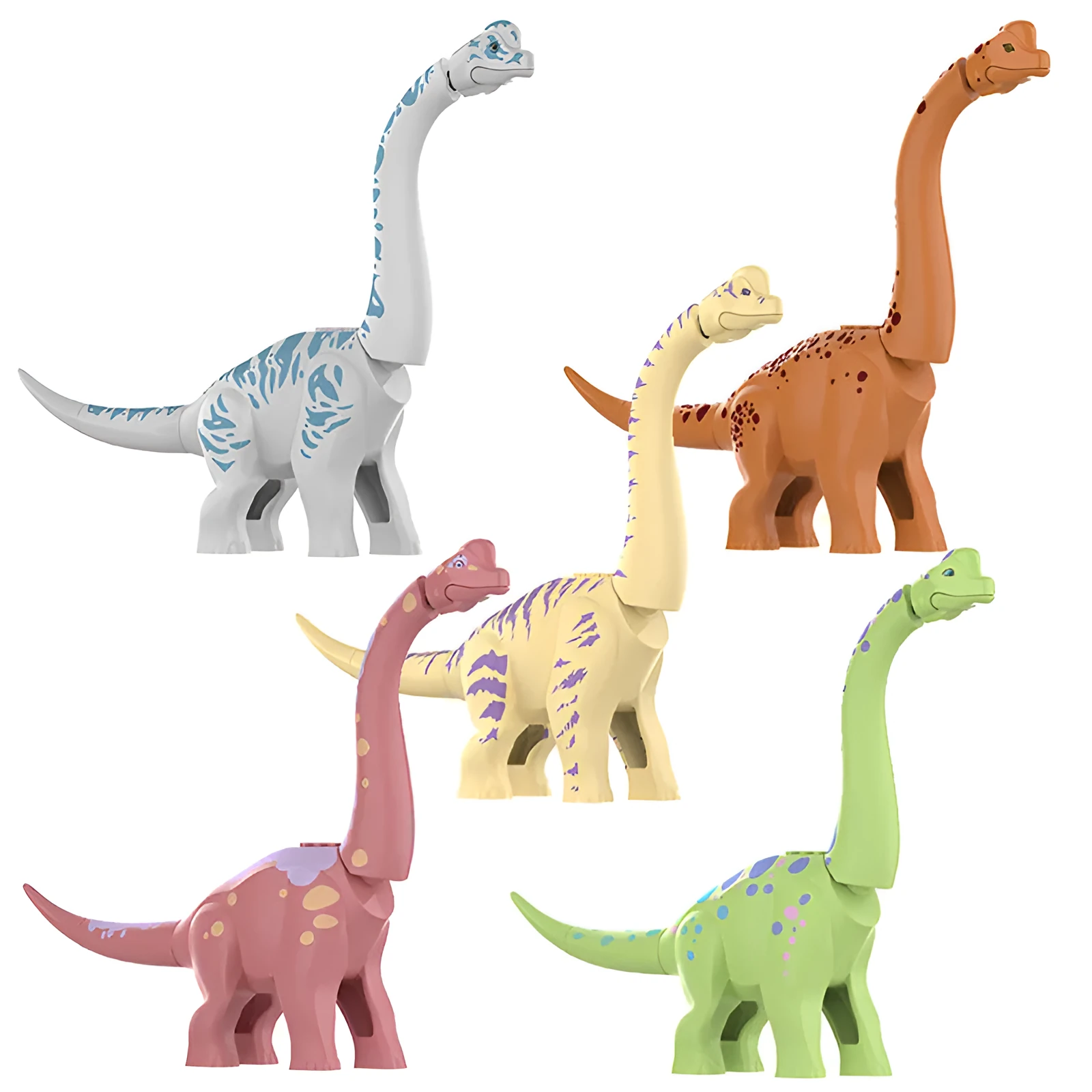 Dinosaur Series small particle plastic building blocks in five colours bagged set