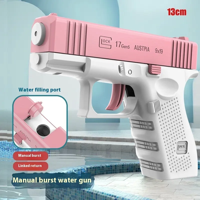 Children's manual continuous water gun toy plastic construction multiple colour options OPP bag packaging