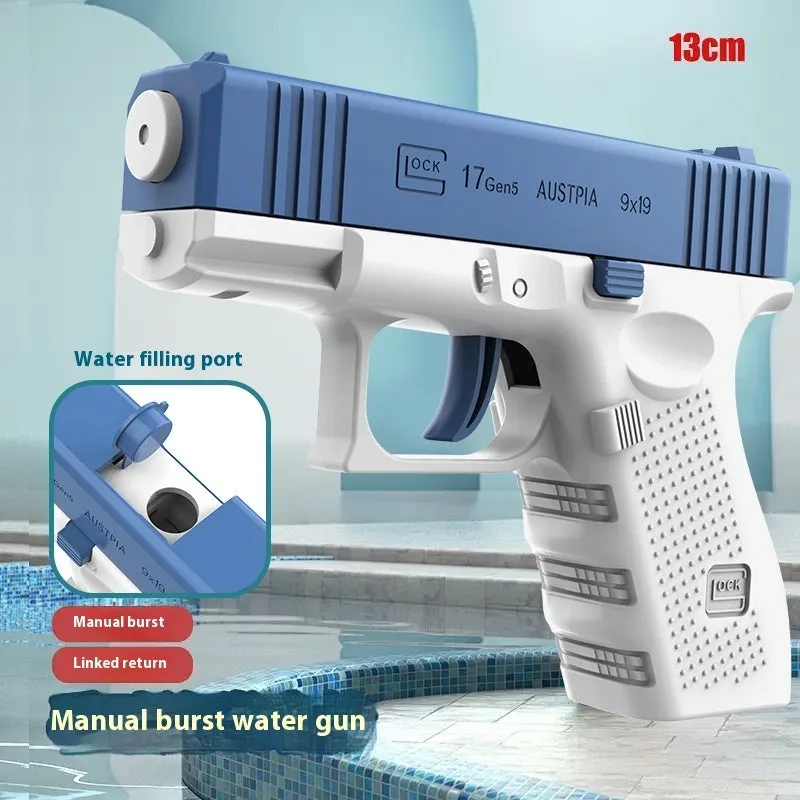 Children's manual continuous water gun toy plastic construction multiple colour options OPP bag packaging