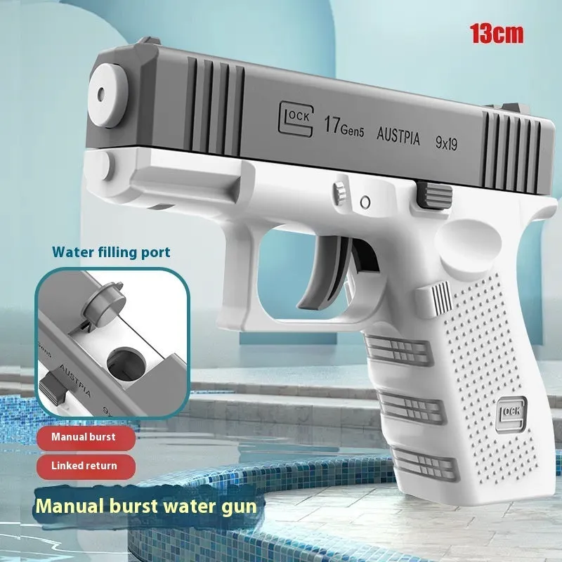 Children's manual continuous water gun toy plastic construction multiple colour options OPP bag packaging