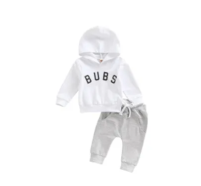 Boys' cotton letter printed hoodie trousers suit in dark brown, long sleeves, suitable for heights 70-110cm
