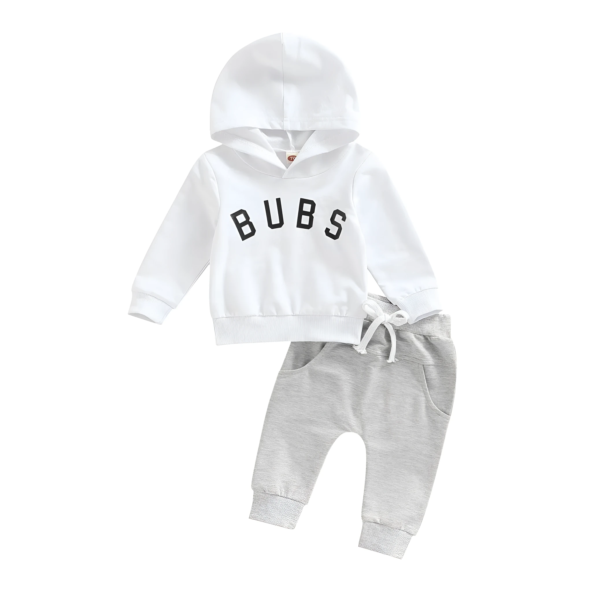 Boys' cotton letter printed hoodie trousers suit in dark brown, long sleeves, suitable for heights 70-110cm