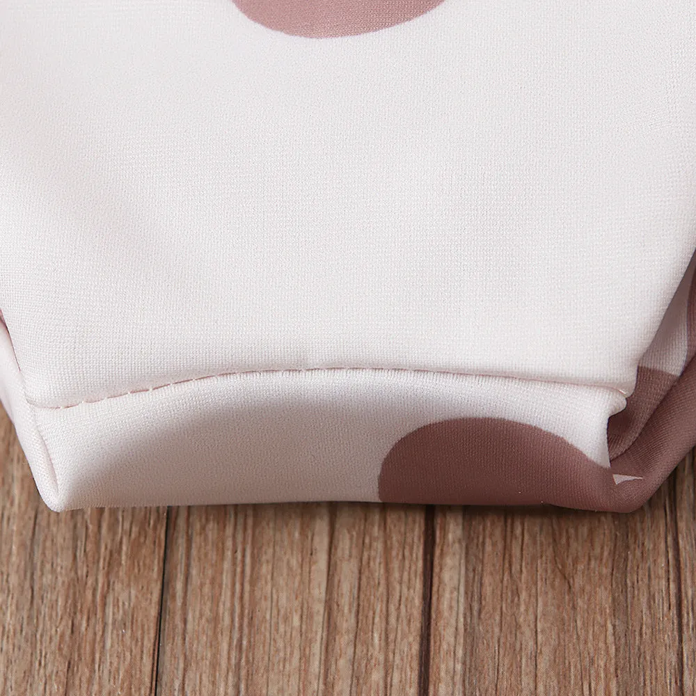 Girls' white long sleeve swimsuit with small flower pattern, triangle romper style, polyester blend