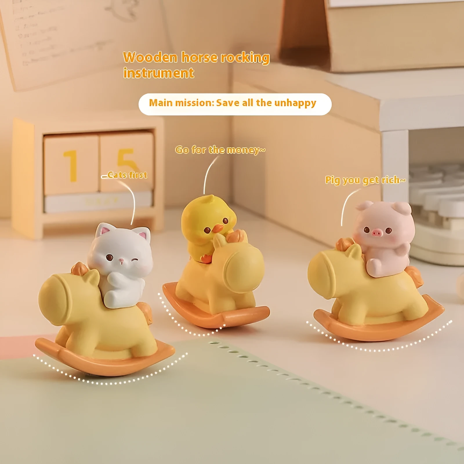 Hokey Pokey Station decompression doll desk ornament in plastic and resin, 6.5x2.5x7cm, cartoon style