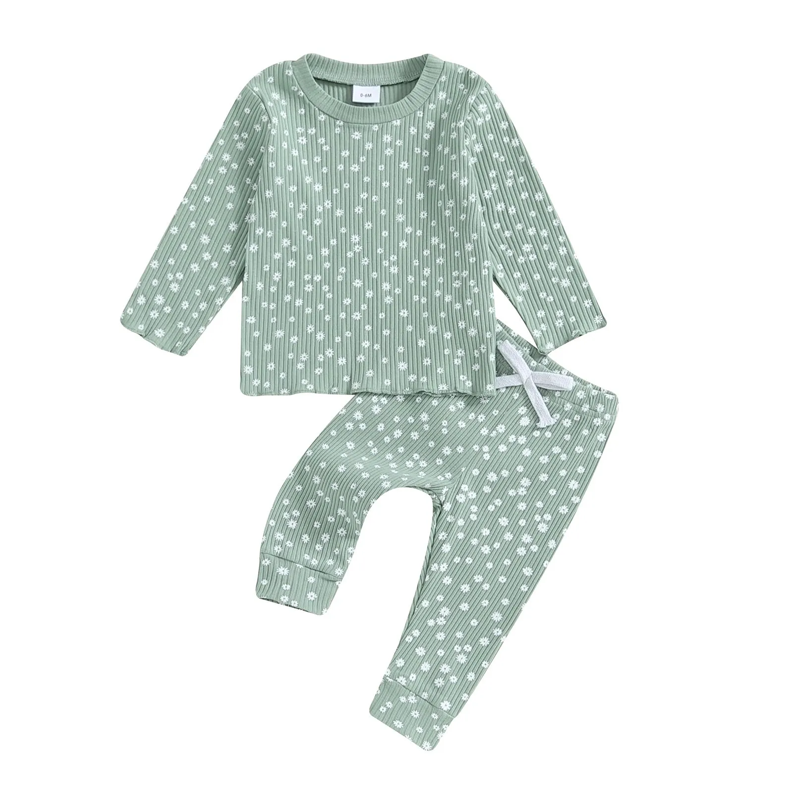 Baby girls long sleeve two-piece suit with letter print in green, pink, and purple colours for autumn and winter