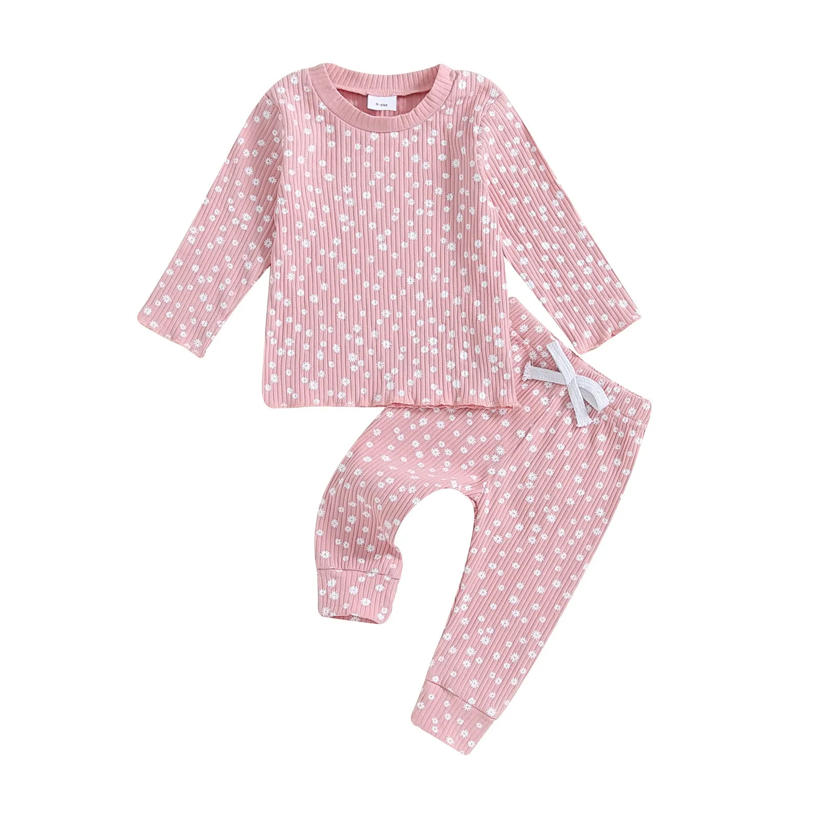Baby girls long sleeve two-piece suit with letter print in green, pink, and purple colours for autumn and winter