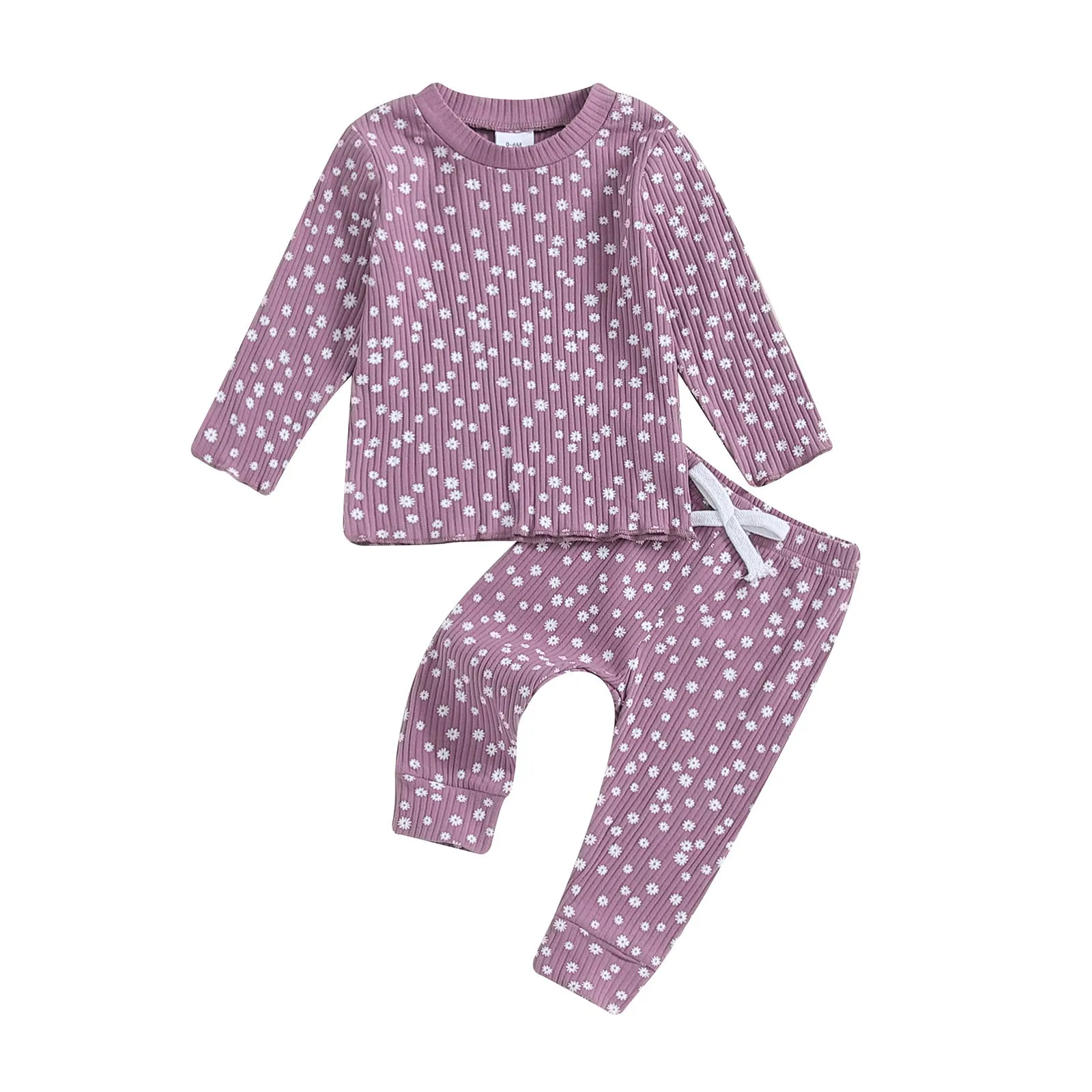 Baby girls long sleeve two-piece suit with letter print in green, pink, and purple colours for autumn and winter