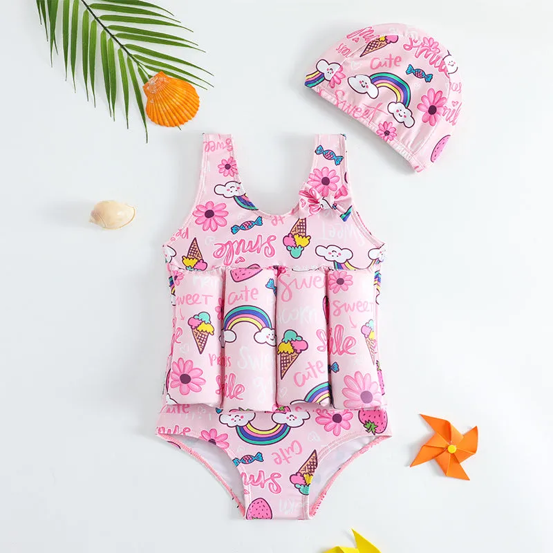 Children's buoyancy swimsuit boy's one-piece in Korean-style solid colour, nylon fabric, available in sizes M to XXL