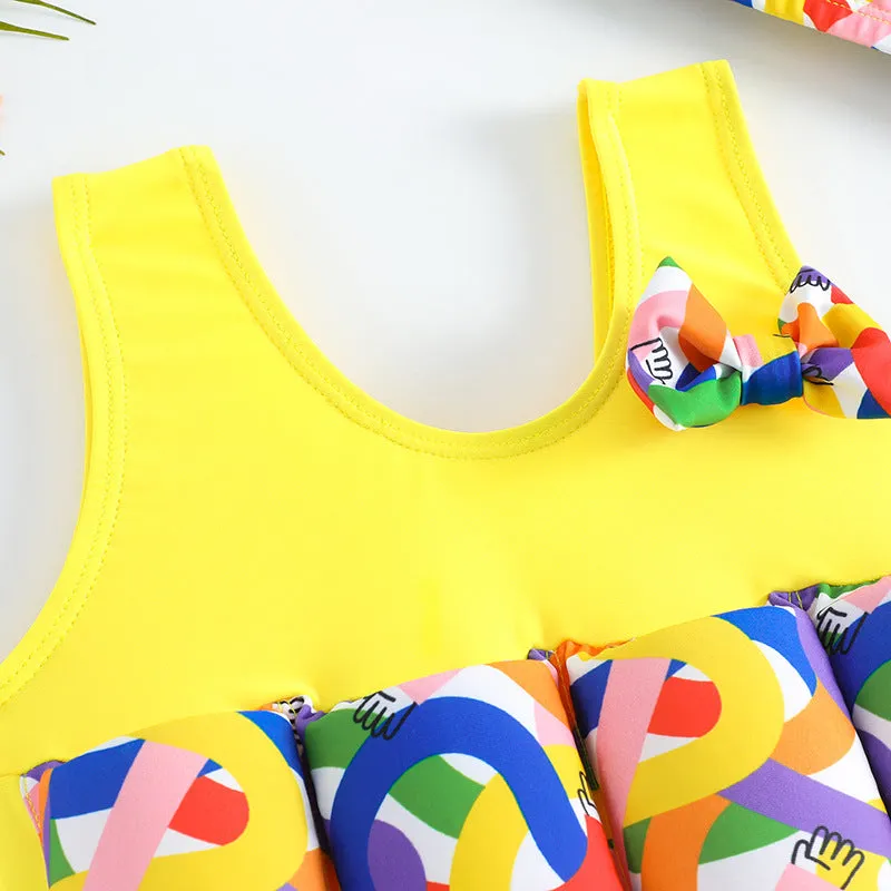 Children's buoyancy swimsuit boy's one-piece in Korean-style solid colour, nylon fabric, available in sizes M to XXL