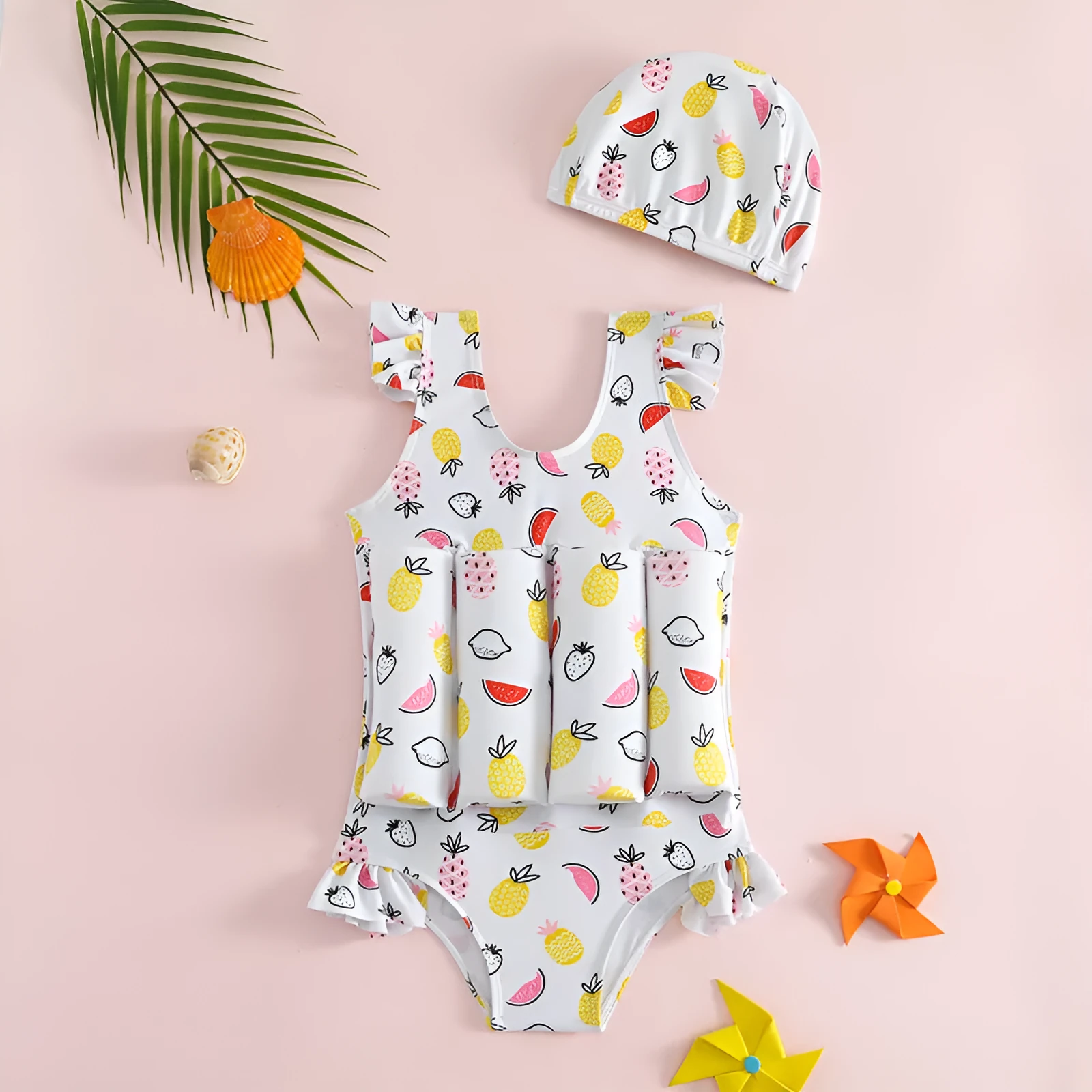 Children's buoyancy swimsuit boy's one-piece in Korean-style solid colour, nylon fabric, available in sizes M to XXL