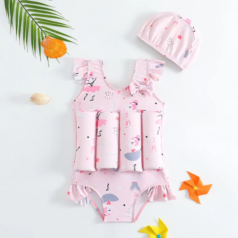 Children's buoyancy swimsuit boy's one-piece in Korean-style solid colour, nylon fabric, available in sizes M to XXL