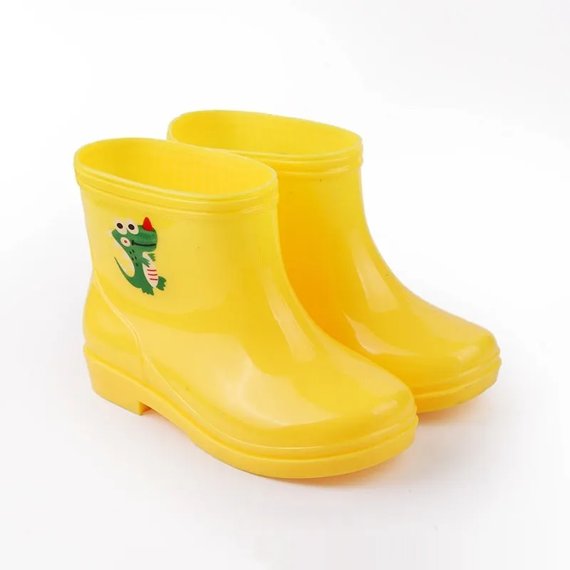 Children's non-slip rain boots in solid colour, plastic upper, mid-calf height, sizes 22-31 yards