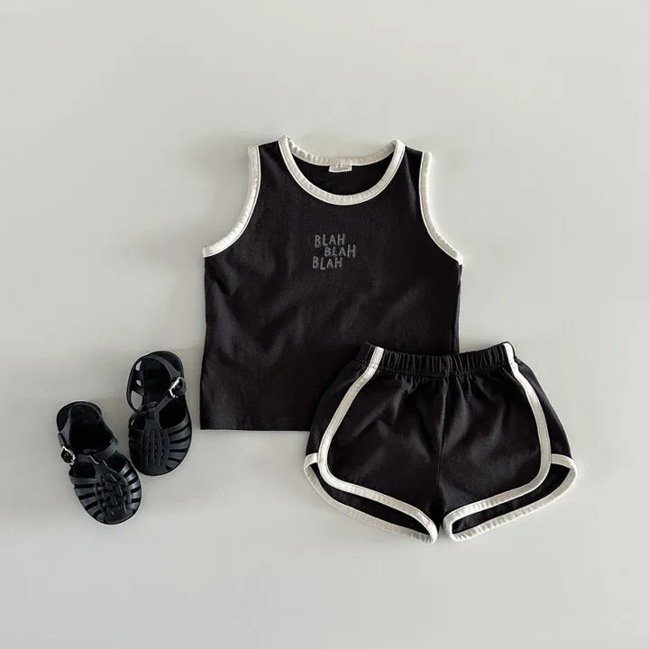 Cotton sports vest and shorts casual children suit in green, pullover style, for height 80-130cm
