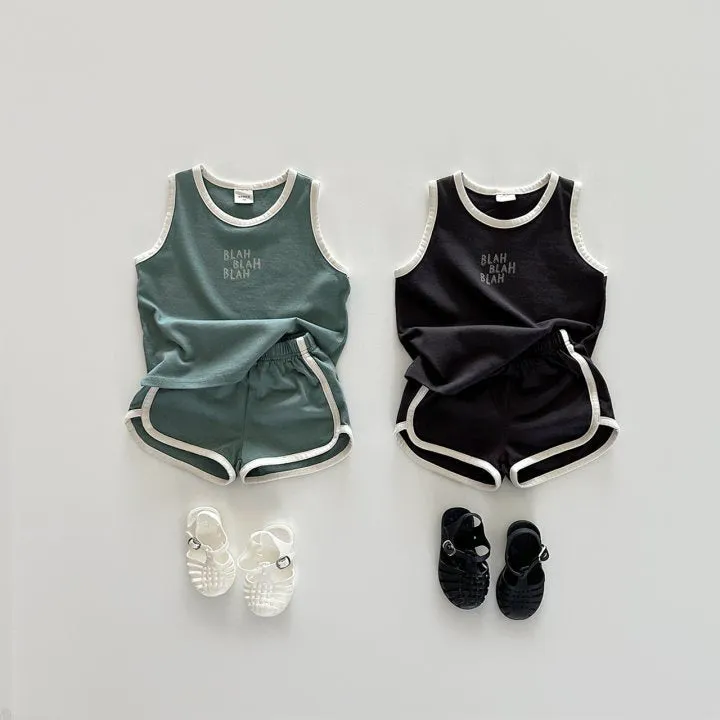 Cotton sports vest and shorts casual children suit in green, pullover style, for height 80-130cm
