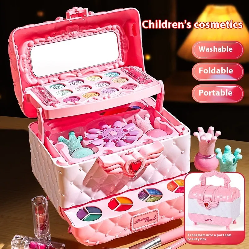 Colourful Princess cosmetic bag with plastic makeup toy set for children aged 4-6 years old