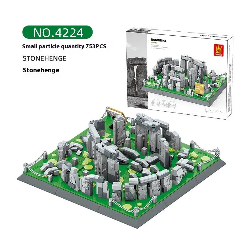 World famous architecture street view small particle plastic building blocks set in colour box showing assembled Burj Khalifa model