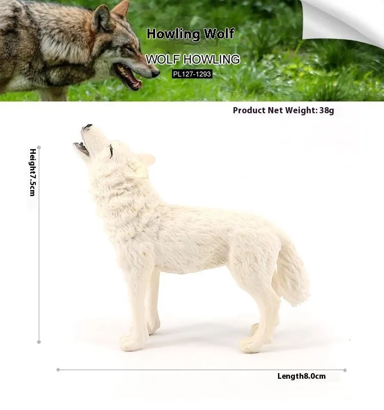 Solid plastic grey wolf animal figure toy in walking pose for children's educational play