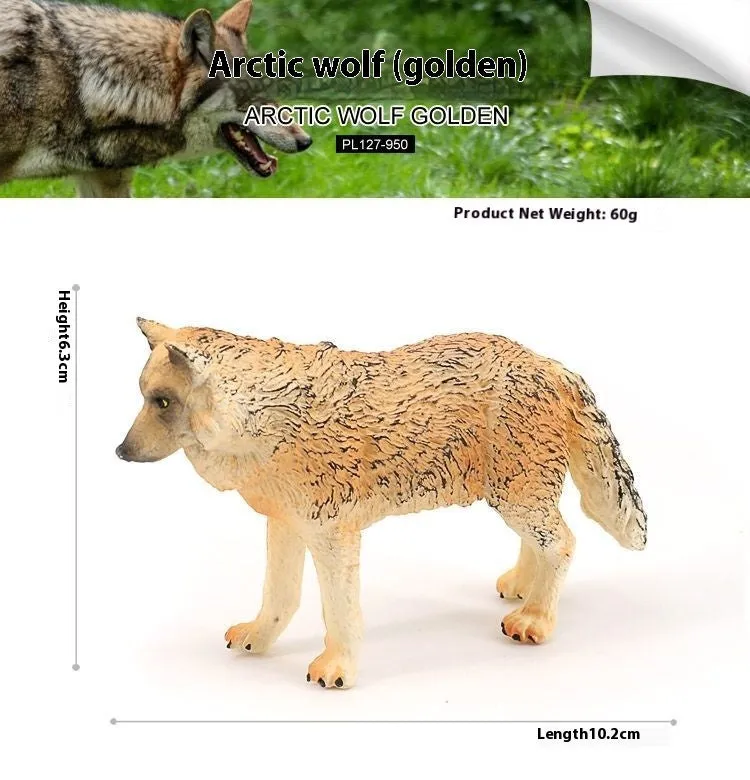 Solid plastic grey wolf animal figure toy in walking pose for children's educational play