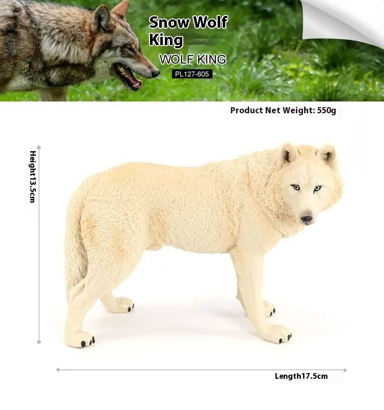 Solid plastic grey wolf animal figure toy in walking pose for children's educational play