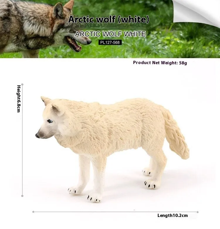 Solid plastic grey wolf animal figure toy in walking pose for children's educational play