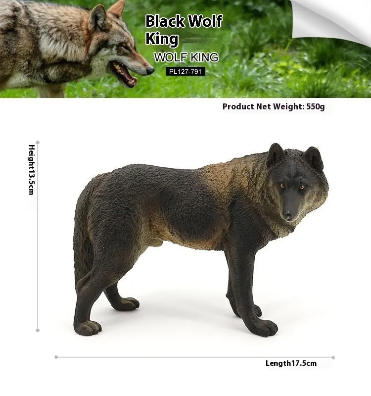 Solid plastic grey wolf animal figure toy in walking pose for children's educational play