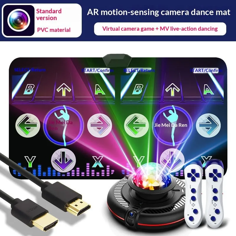 HD Double Dance Mat with stainless steel surface and motion sensing console for TV play