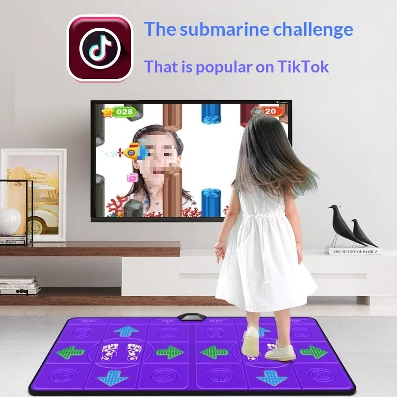 HD Double Dance Mat with stainless steel surface and motion sensing console for TV play