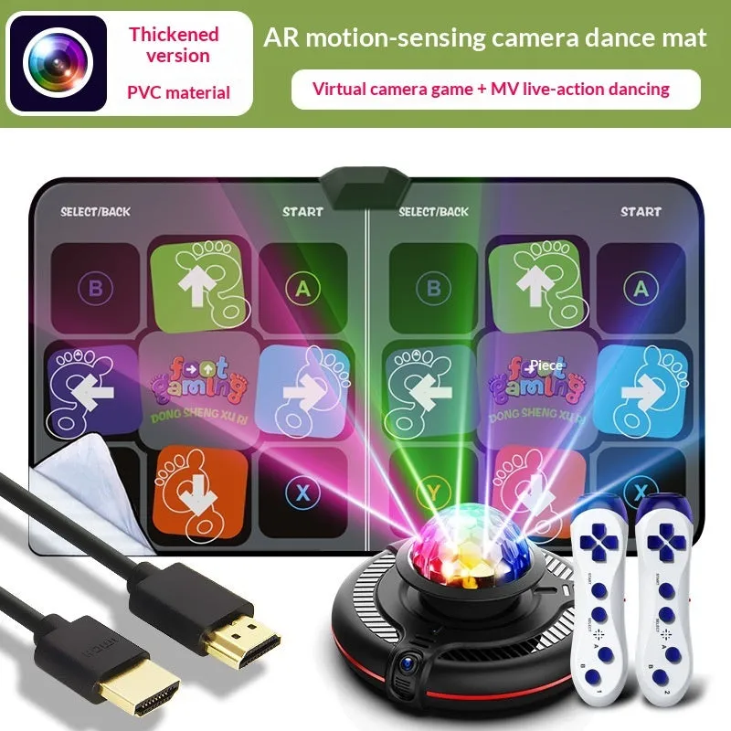 HD Double Dance Mat with stainless steel surface and motion sensing console for TV play