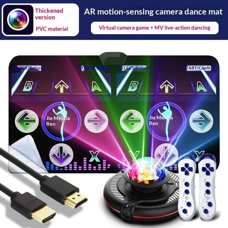 HD Double Dance Mat with stainless steel surface and motion sensing console for TV play