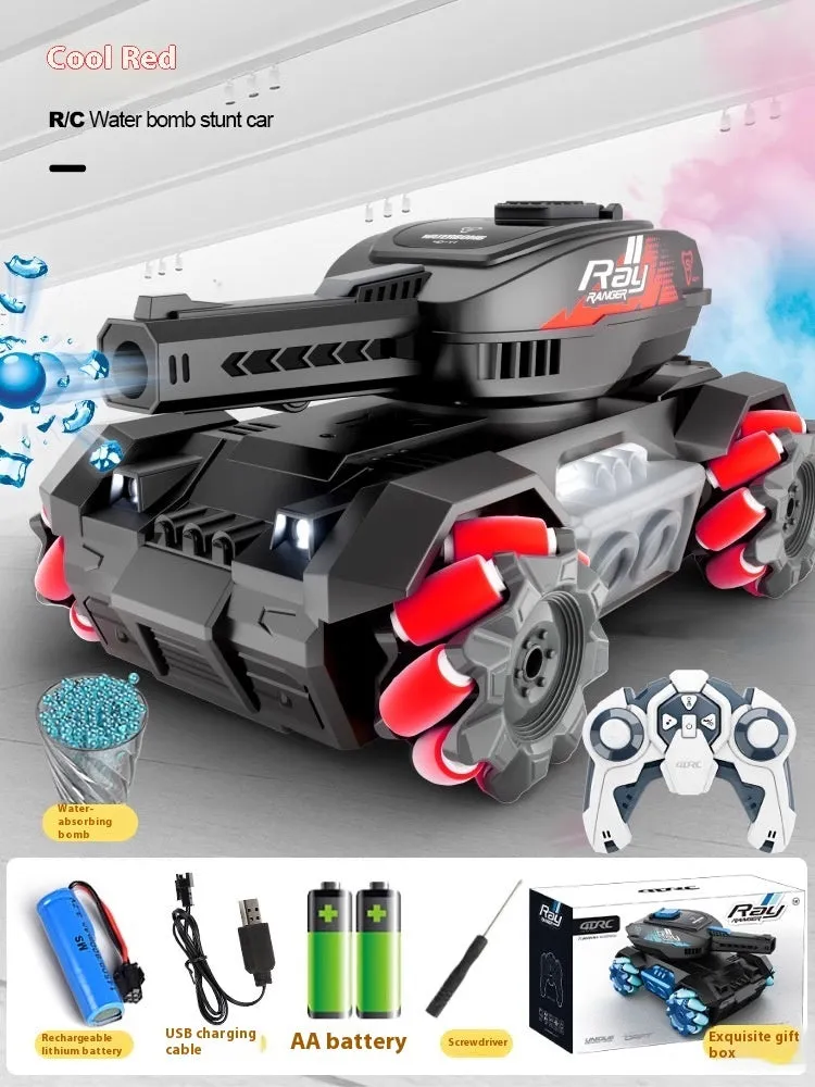 Y1 four-wheel drive gesture sensor remote control tank toy car in red with music light feature