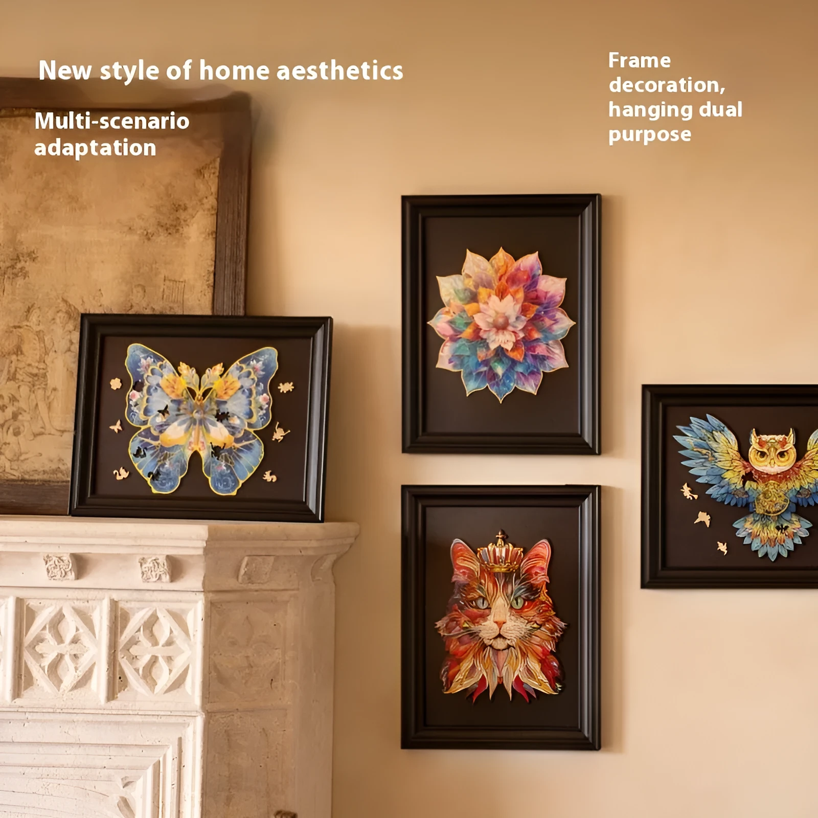 World shaped wooden jigsaw puzzle photo frame in Helene Morphidae colour option