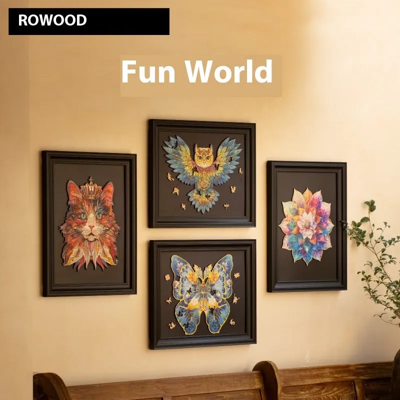 World shaped wooden jigsaw puzzle photo frame in Helene Morphidae colour option