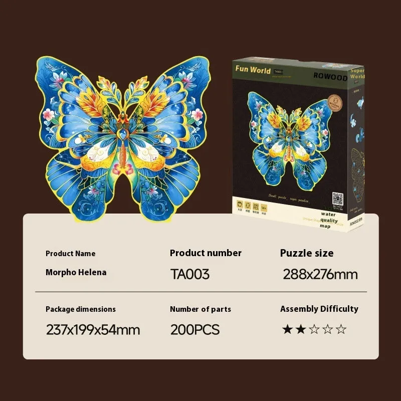 World shaped wooden jigsaw puzzle photo frame in Helene Morphidae colour option
