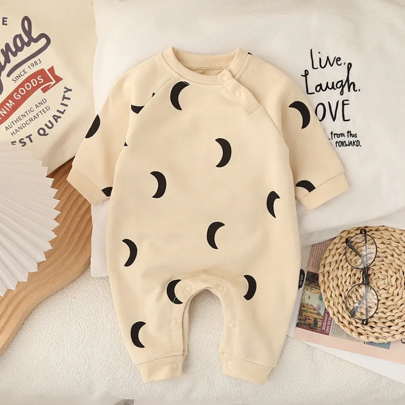 Baby jumpsuit Korean hipster long sleeve cotton neutral design dark gray apricot spring autumn outwear