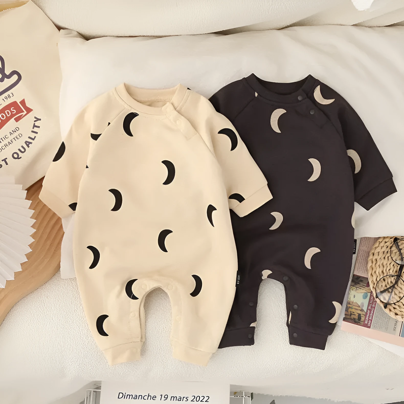 Baby jumpsuit Korean hipster long sleeve cotton neutral design dark gray apricot spring autumn outwear