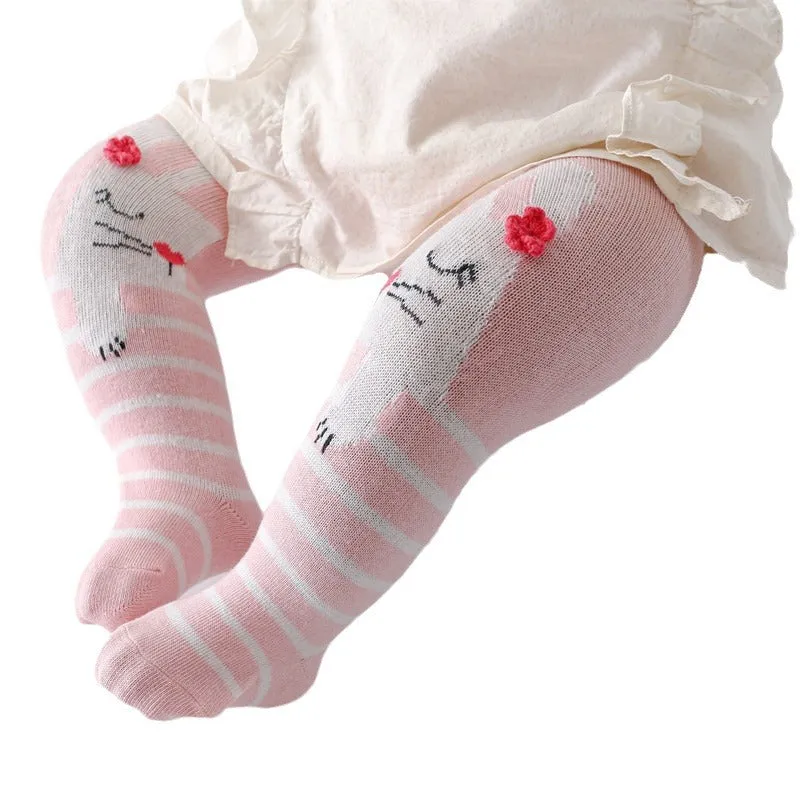 Baby cotton pantyhose leggings for boys and girls, high waist, gray white dots pattern, 0-12 months